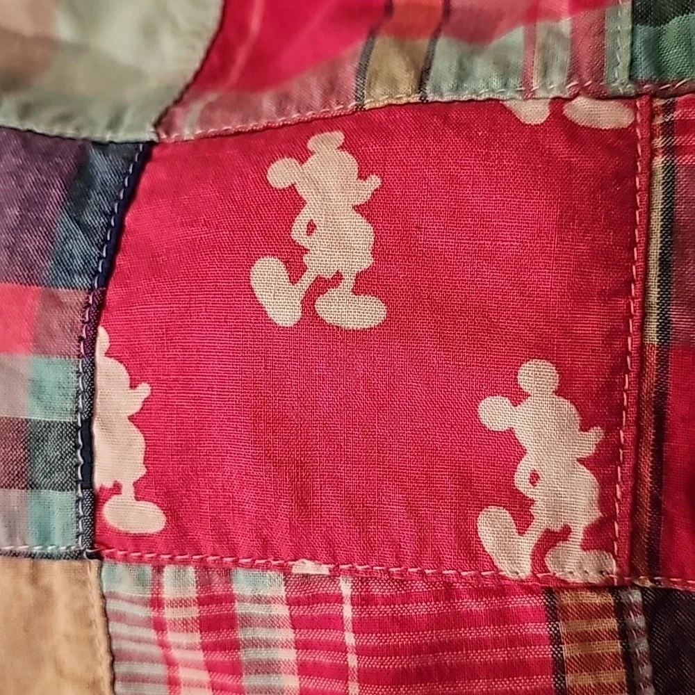 Disney Parks Pink Patchwork Mickey Mouse Hobo Madris Cotton Bag Purse